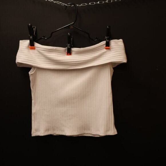 -Madewell NWT Womens Ribbed Off-the-Shoulder Top in Pristine White Size L - Picture 5 of 14